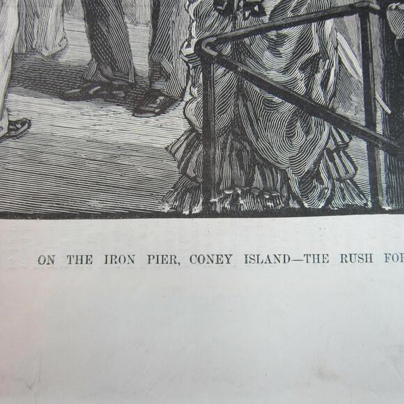Antique 1882 Print On the Iron Pier, Coney Island Henry A. Ogden Harper’s Weekly - Picture 7 of 12